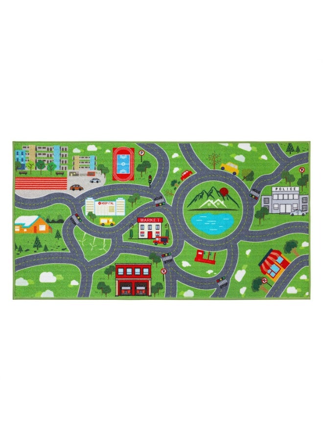 EBREEZZ Kids' City Road & Traffic Play Carpet – Educational Interactive Town Map Rug - Image 1